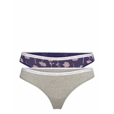 Thong 2Pk Stringtrosa Underkläder Grå Calvin Klein