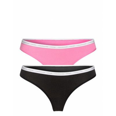Thong 2Pk Stringtrosa Underkläder Multi/mönstrad Calvin Klein
