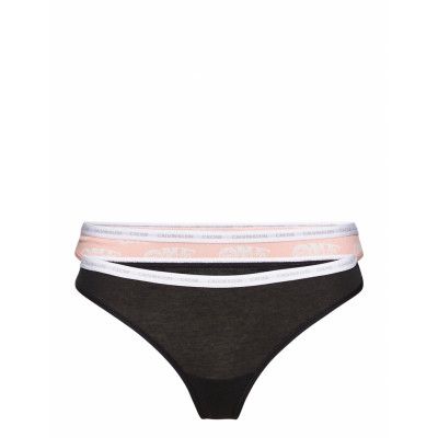 Thong 2Pk Stringtrosa Underkläder Svart Calvin Klein