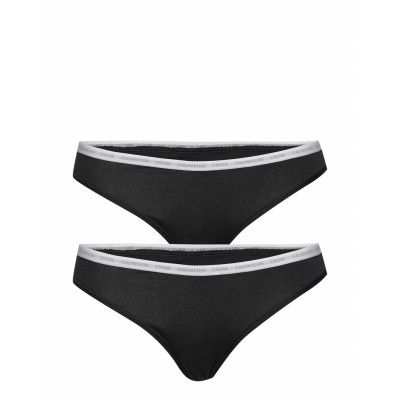 Thong 2Pk Stringtrosa Underkläder Svart Calvin Klein