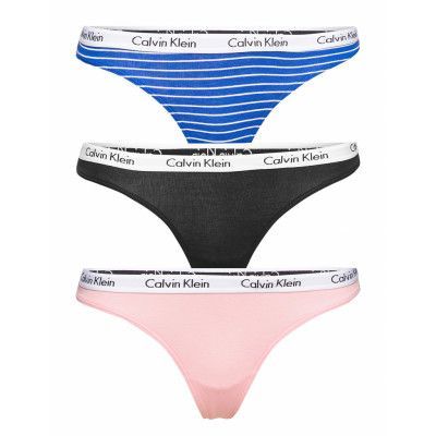 Thong 3Pk *Villkorat Erbjudande Stringtrosa Underkläder Blå Calvin Klein
