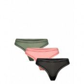Thong 3Pk Stringtrosa Underkläder Grön Calvin Klein