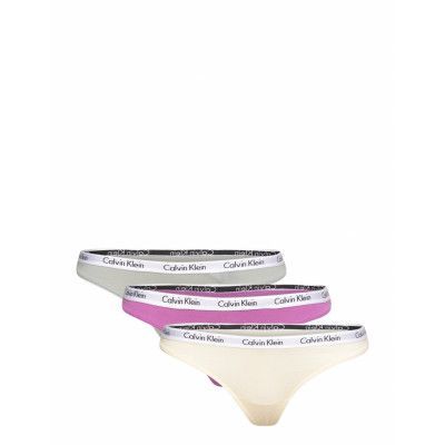 Thong 3Pk *Villkorat Erbjudande Stringtrosa Underkläder Silver Calvin Klein