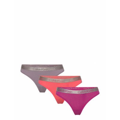 Thong 3Pk Stringtrosa Underkläder Rosa Calvin Klein