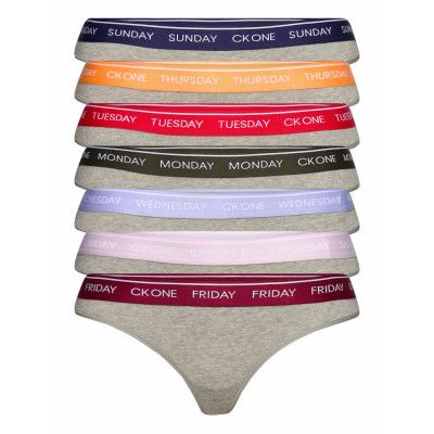 Thong 7Pk Stringtrosa Underkläder Grå Calvin Klein