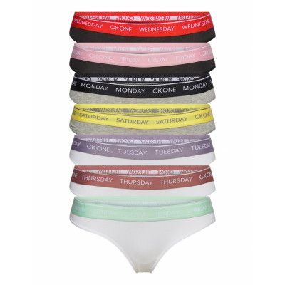 Thong 7Pk Stringtrosa Underkläder Multi/mönstrad Calvin Klein