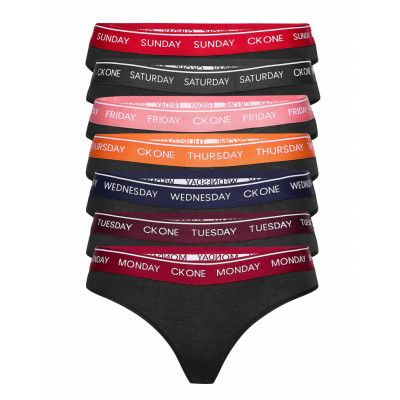 Thong 7Pk Stringtrosa Underkläder Svart Calvin Klein