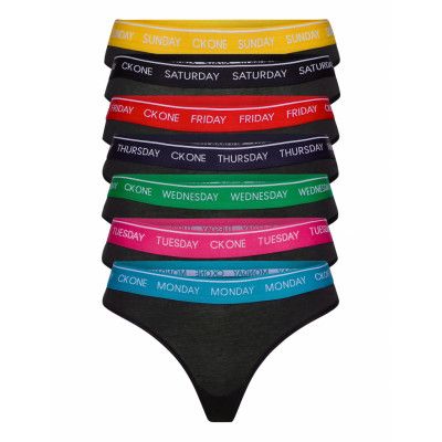 Thong 7Pk Stringtrosa Underkläder Svart Calvin Klein