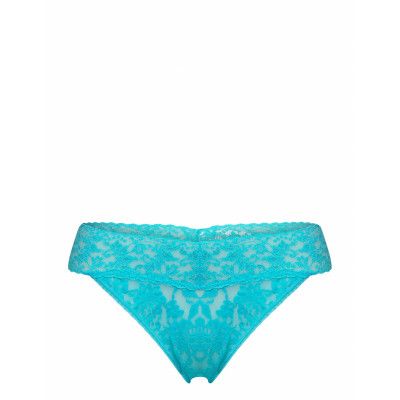 Thong Org. Flat Signature Lace Stringtrosa Underkläder Blå Hanky Panky