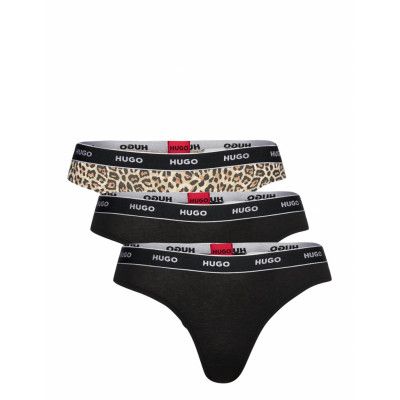 Triplet Thong Stripe *Villkorat Erbjudande Stringtrosa Underkläder Svart HUGO