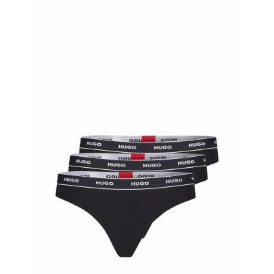 Triplet Thong Stripe Designers Panties Thong Svart HUGO