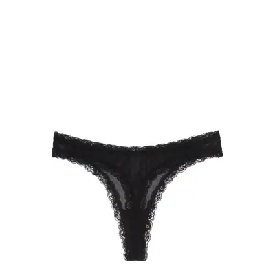 Understatement Underwear Mesh Lace Trim Thong Svart