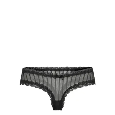 V-Shape Brasilian Stripe Mesh Stringtrosa Underkläder Svart Hunkemöller