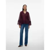 Vero Moda Vmjenna 7/8 Frill Top Wvn Ga - Red - XS