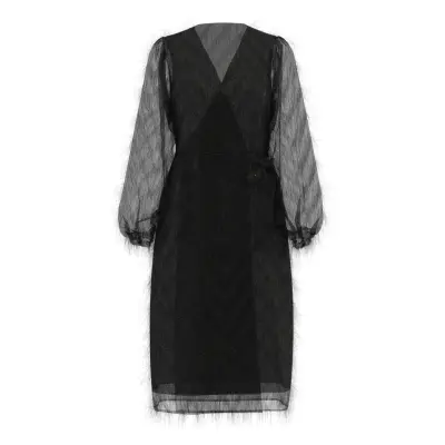 Vila Vifeather L/S Midi Wrap Dress/Ka - Black - 42