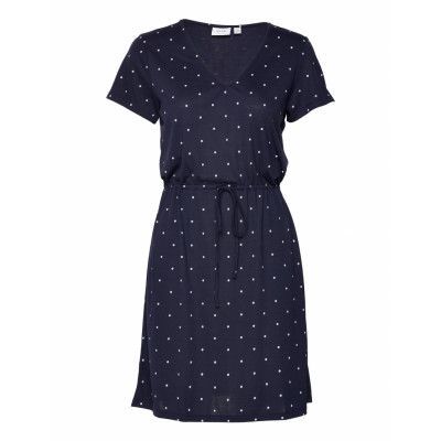 Vimo Y S/S V-Neck String Dress Dresses T-shirt Dresses Marinblå Vila