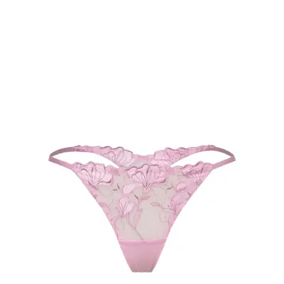 Volage - Embroidered Tulle Thong Stringtrosa Underkläder Rosa Etam