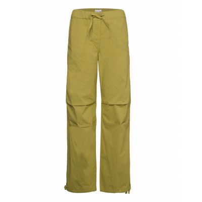 Ganni Washed Cotton Canvas Draw String Pants Khaki Green