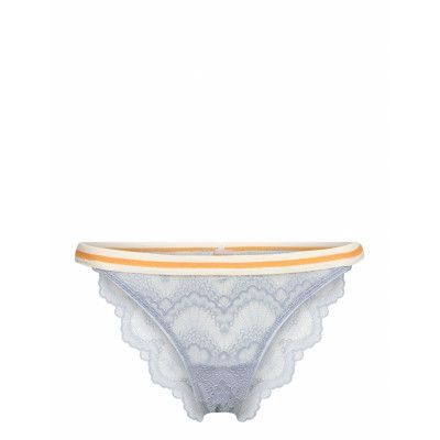 Wave Lace Ray Tanga *Villkorat Erbjudande Stringtrosa Underkläder Blå Becksöndergaard