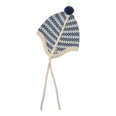Wheat Knit Bonnet Liro - Blue - 1-3M