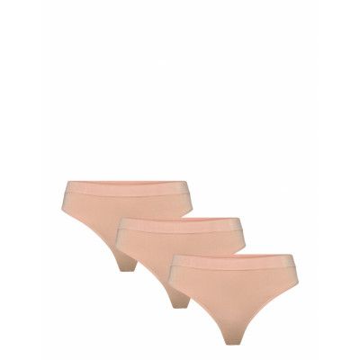 Women's Bamboo Thong 3-Pack *Villkorat Erbjudande Stringtrosa Underkläder Beige Danish Endurance