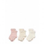 3 Pk Naja Lace Socks Sockor Strumpor Pink Wheat