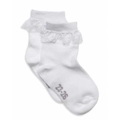 Minymo Ankle Sock W. Lace Vit