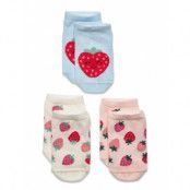 Ankle Socks 3P Strawberry Sockor Strumpor Multi/patterned Lindex