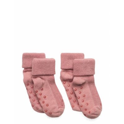 Baby Rib Sock W. Abs Sockor Strumpor Rosa Minymo