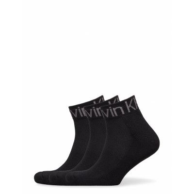 Ck Men Quarter 3P Logo Welt *Villkorat Erbjudande Ankelstrumpor Korta Strumpor Svart Calvin Klein