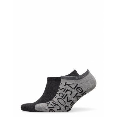 Ck Men Sneaker 2P All Over Print Ankelstrumpor Korta Strumpor Grå Calvin Klein