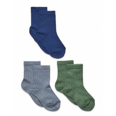 Cotton Rib Socks - 3-Pack Sockor Strumpor Multi/patterned Mp Denmark