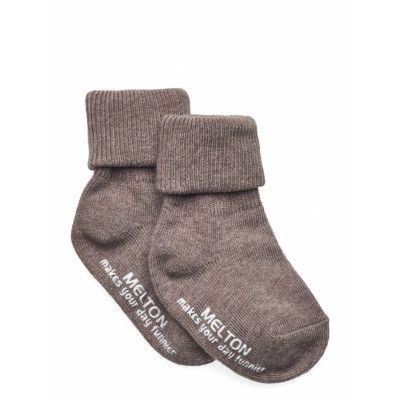 Melton Cotton Socks - Anti-Slip Brun