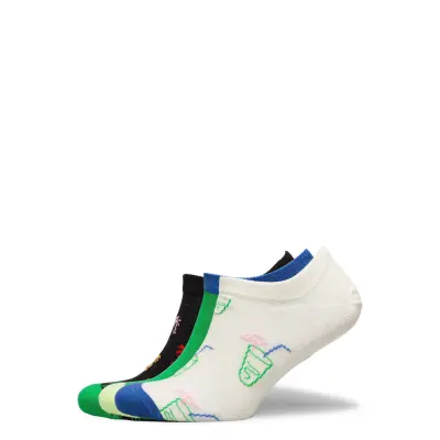 3-Pack Palm No Show Sock Ankelstrumpor Korta Strumpor Multi/mönstrad Happy Socks