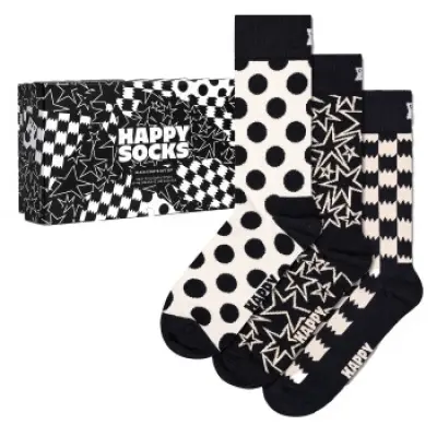 Happy socks 3-pack Black and White Socks Gift Box