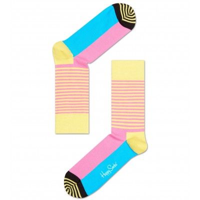 Happy socks - Stripe half sock - Pink/Yellow
