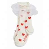 Hearts Frill 1-Pack Socks Sockor Strumpor White Mini Rodini