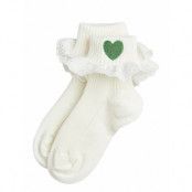 Hearts Lace Socks Sockor Strumpor White Mini Rodini