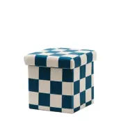 Kid's Concept Pouffe With Storage Check Teal 30 Cm - Green - ONE SIZE