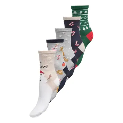 Kids Only Kogchristmas 5-Pack Socks In A Box Acc Grå