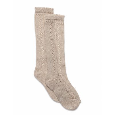 Knee Socks Pointelle Sockor Strumpor Beige MarMar Copenhagen