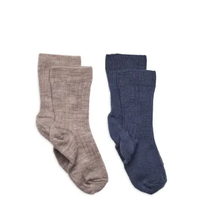 Lindex 2-Pakning Sokker I Ullblanding Marinblå