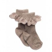 Lisa Socks - Lace Sockor Strumpor Brown Mp Denmark