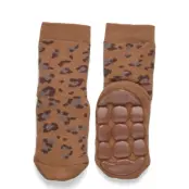 Melton Leopard Socks - Anti-Slip Brun
