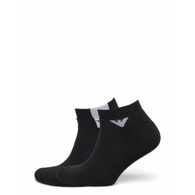 Men's Knit 2 Pack Ankel Socks Ankelstrumpor Korta Strumpor Svart Emporio Armani