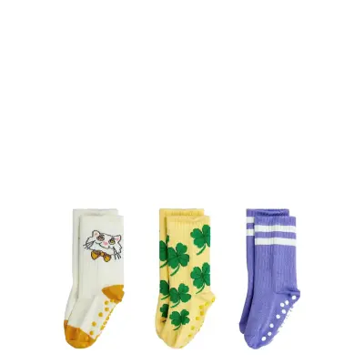 Mini Rodini Cat 3-Pack Anti-Slip Socks Multi/patterned