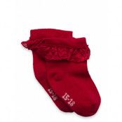 Minymo Ankle Sock W. Lace Röd