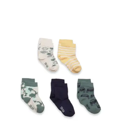 Minymo Socks W. Pattern (5-Pack) - Green - 27/30