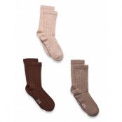 Minymo Wool Socks - Rib 3-Pack Brun