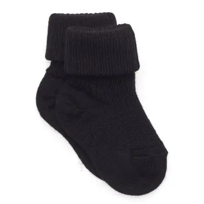 mp Denmark Wool Rib Baby Socks - Black - 15/16